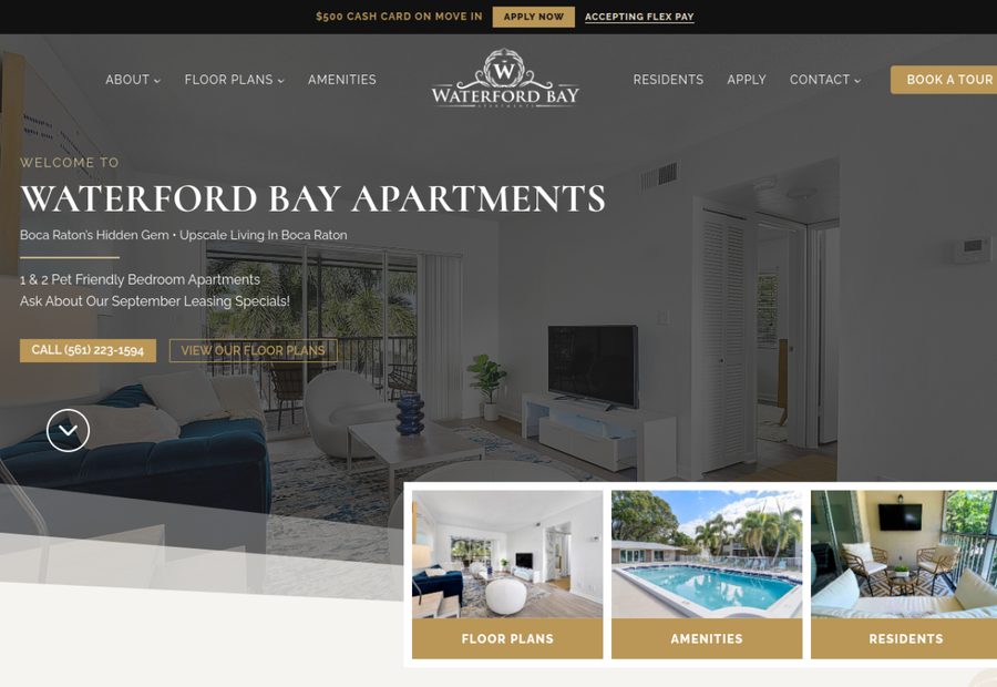 Waterford Bay Apartments — homepage screenshot